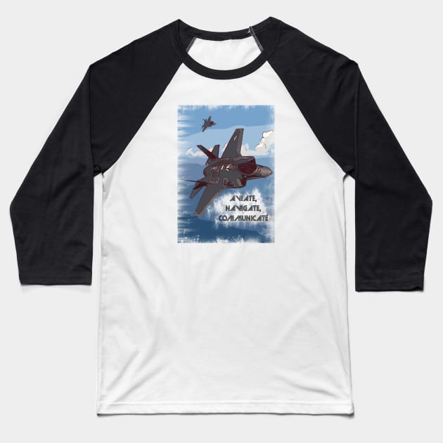 Aviation Jet pilot 'Aviate, navigate, Communicate' Baseball T-Shirt by FasBytes